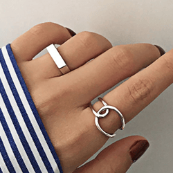 Charm Women's Thai Silver Jewelry: Foxanry Minimalist Cross Twining Ring - New Fashion Statement in Silver