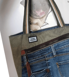 Denim women handmade shoulder bag-tote bag