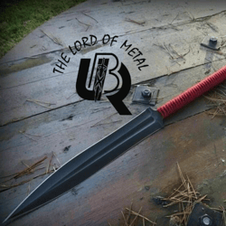 HANDMADE D2 STEEL HUNTING SPEAR SWORD WITH LEATHER SHEATH