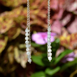 Chalcedony Earrings Beaded Dangle Earrings Women Beaded Handmade Earrings Boho Silver Earrings Long Dangle Earrings Gift