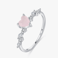 MODIAN 925 Sterling Silver Pink Crystal Heart Rings: Elegant Women's Birthday Gift