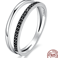 Bamoer Sterling Silver Double Circle CZ Stackable Ring - Fine Jewelry Gift