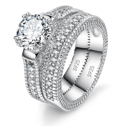 Wholesale Wedding Ring: Romantic Sterling Silver Jewelry with Cubic Zirconia Setting