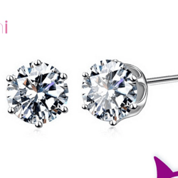 6MM Cubic Zirconia Stud Earrings: Fashion Jewelry in 925 Sterling Silver for Women - 20 Color Options