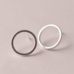 REETI 925 Sterling Silver Circles Stud Earrings - Simple Women's Jewelry - Pendientes Mujer