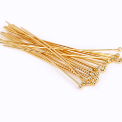 18K Gold & Silver-Plated Brass Ball Head Pins (50 Pcs) for Jewelry Making - Multi-Size DIY Earring Pins