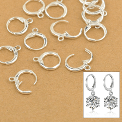 Wholesale 50 PCS Genuine 925 Sterling Silver Korean DIY 12MM Hoop Earrings for Women - Fashion Jewelry Findings
