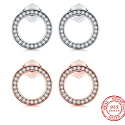 High-Quality 925 Sterling Silver Crystal Zircon Stud Earrings 2024 - Luxury Bridal & Wedding Jewelry for Women