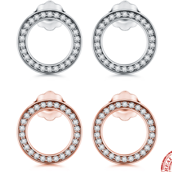 2021 High-Quality 925 Sterling Silver Crystal Zircon Stud Earrings for Women - Luxury Bridal Wedding Jewelry