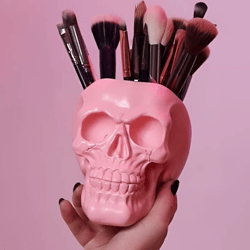 Skull planter Flower Pot, Makeup Brush Holder Home Decor & Photo Props Big Skull Spooky Planter | Halloween Decor