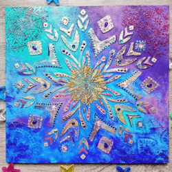 Textural painting Mandala of Truth about Oneself Original painting on plywood Wall decor Sacred geometry art Vegan decor