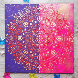 Mandala Abode of cosmic harmony Textured vedic painting on plywood meditation Wall decor Sacred geometry art Vegan decor