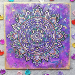 Mandala of Healing spiritual wounds Textured vedic painting on plywood Wall decor Sacred geometry art Vegan decor