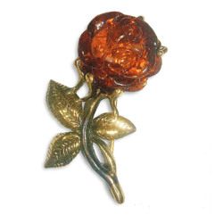 Amber Rose Flower Brooch for women's gift Burgundy Red Flower Dress Brooch vintage Gold Flower jewelry gift women mom