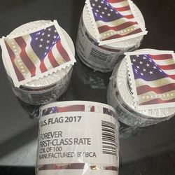 2017 US Flags USPS Stamps - 1 Roll of 100 Stamps