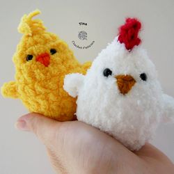 CROCHET PATTERN - No Sew Tiny Chicken, Cute Pattern, Crochet Bird Pattern, Crochet Plushie Pattern, Amigurumi Tutorial