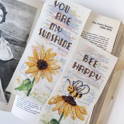 you are my sunshine bee cross stitch pattern sunflower cross stitch patterns bookmarks set of 2
