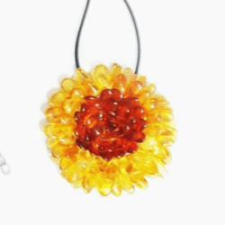 Natural Amber Flower Pendant Necklace and Brooch Sunflower Gemstone Necklace Amber Summer jewelry Christmas Gift Women