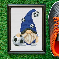 football gnome, cross stitch pattern, sport cross stitch, football cross stitch, gnomes cross stitch