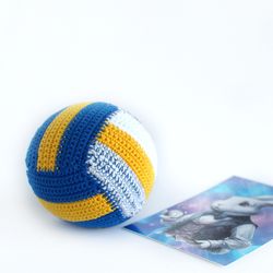volleyball toy, amigurumi crochet rattle ball, baby photo shoot props, sport toy, montessori newborn toy, gift for boy