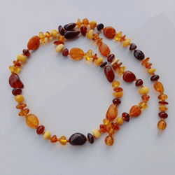 Healing Amber Necklace Baltic Amber Jewelry for Women Multicolor Natural Bright colorful Gem stone Beads Necklace Women