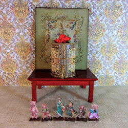 Vintage theater-box with dolls. Puppet show.1:12 scale.