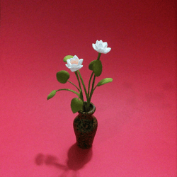 Flowers for decoration of the dollhouse and roombox. Lotus flowers.1:12 scale.