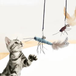 Interactive Cat Toy Wand: Dr. DC Steel Wire Teaser with Feather, Bell, and Butterfly Ball - Long-lasting Fun for Cats!