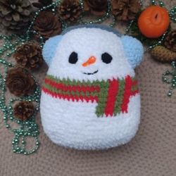Crochet pattern squishmallow Snowman toy pillow christmas decor
