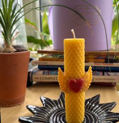 natural swiss beeswax candle, gift, love ritual, meditation