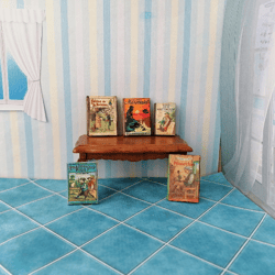 Dollhouse book set in 1:12 scale. Handmade.