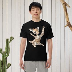 Giraffe Beautiful giraffe dancing Unisex garment-dyed heavyweight t-shirt