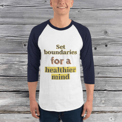 Mental health, Set boundaries for a healthier mind, mental health retro mental 3/4 sleeve raglan shirt