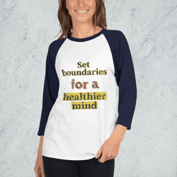 Mental health, Set boundaries for a healthier mind, mental health retro mental 3/4 sleeve raglan shirt