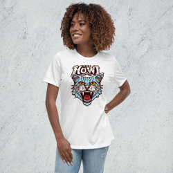 The Howl Cat is howl tigers is howl animal howl retro vector howl Women's Relaxed T-Shirt