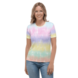 Multicolor Rainbow Striped Pattern Women's T-shirt