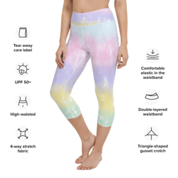 Multicolor Rainbow Striped Pattern Yoga Capri Leggings