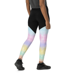 Multicolor Rainbow Striped Pattern Sports Leggings