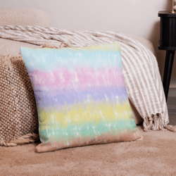 Multicolor Rainbow Striped Pattern Premium Pillow