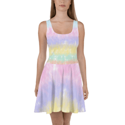 Multicolor Rainbow Striped Pattern Skater Dress