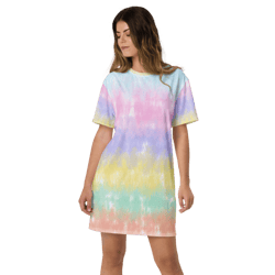 Multicolor Rainbow Striped Pattern T-shirt dress