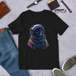 Astronaut Cat Named Jimmy Neon Colors Unisex t-shirt