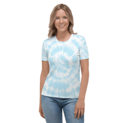Blue and White Spiral Pastel Tie Dye Women's T-shirt