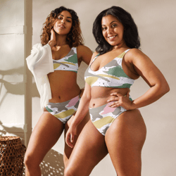 Modern Girly Camo Mix Colored Seamless Pattern Recycled high-waisted bikini