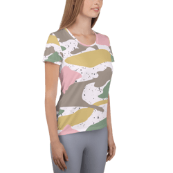 Modern Girly Camo Mix Colored Seamless Pattern All-Over Print Women's Athletic T-shirt