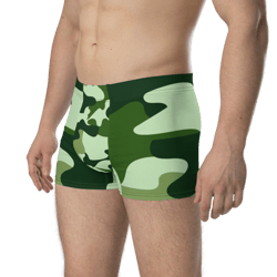 Military Green Camo Pattern Boxer Briefs