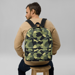 Woodland Camo Green Black Khaki Pattern Backpack