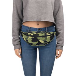 Woodland Camo Green Black Khaki Pattern Fanny Pack