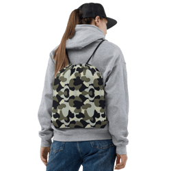Camo Military Black Gray Khaki Pattern Drawstring bag