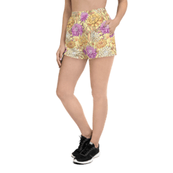 Chrysanthemum Flowers Seamless Pattern Women’s Recycled Athletic Shorts